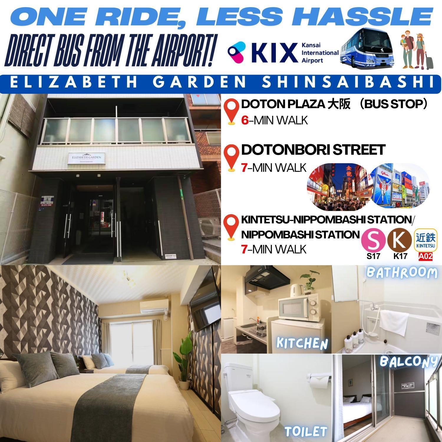 Elizabeth Garden Shinsaibashi Apartment Осака Екстериор снимка